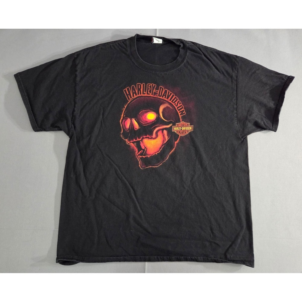 Harley Davidson Shirt Mens Extra Large Black Denver Colorado Skull Bones Flames